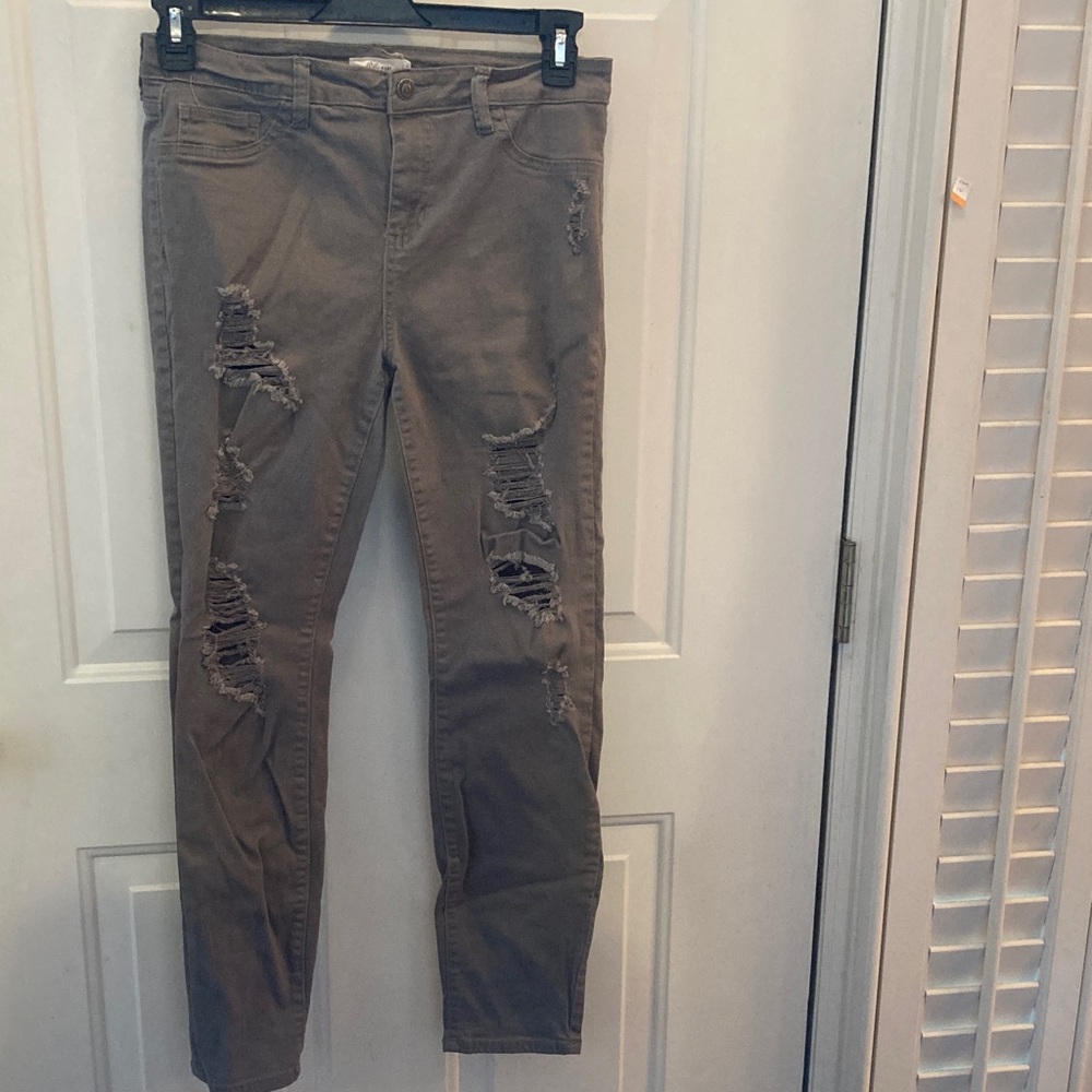 Cello Beige Jeans with Button Detail Size 15 Distressed Jeans